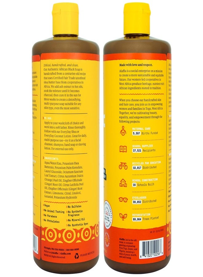 Alaffia Skin Care, Authentic African Black Soap, All in One Liquid Soap, Acne Face Wash, Moisturizing Body Wash, Shampoo, Shaving Soap, Shea Butter, Citrus Ginger, (2 Pack - 32 Fl Oz Ea) - Image 2