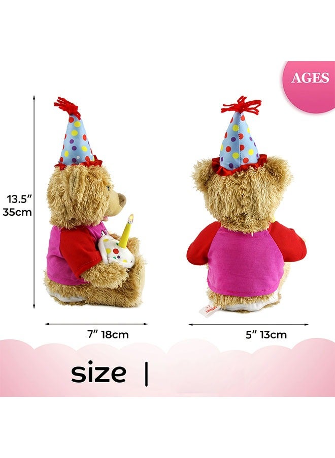 عيد ميلاد دب تيدي التفاعلية الحيوانات المحشوة الكهربائية الغناء الموسيقى لعبة بلش مع الكعكة، شمعة التوهج دب تيدي هدايا للأطفال البنات الأولاد عيد ميلاد - Image 3