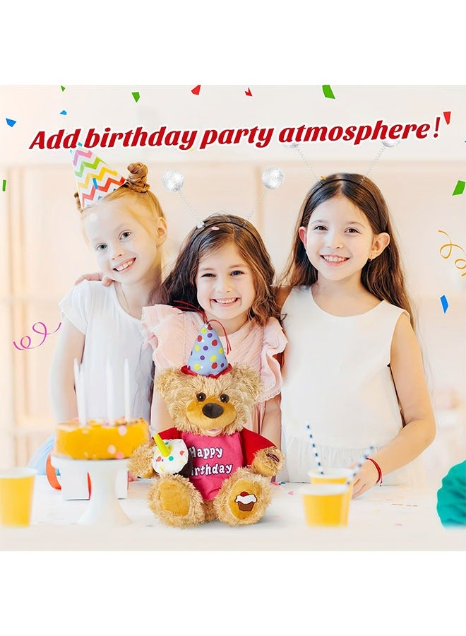 عيد ميلاد دب تيدي التفاعلية الحيوانات المحشوة الكهربائية الغناء الموسيقى لعبة بلش مع الكعكة، شمعة التوهج دب تيدي هدايا للأطفال البنات الأولاد عيد ميلاد - Image 5