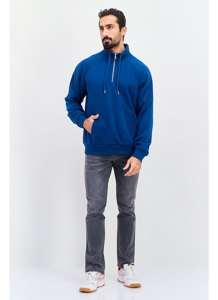 ESPRIT - Men High Neck Long Sleeves Solid Sweatshirts, Blue - Image 1