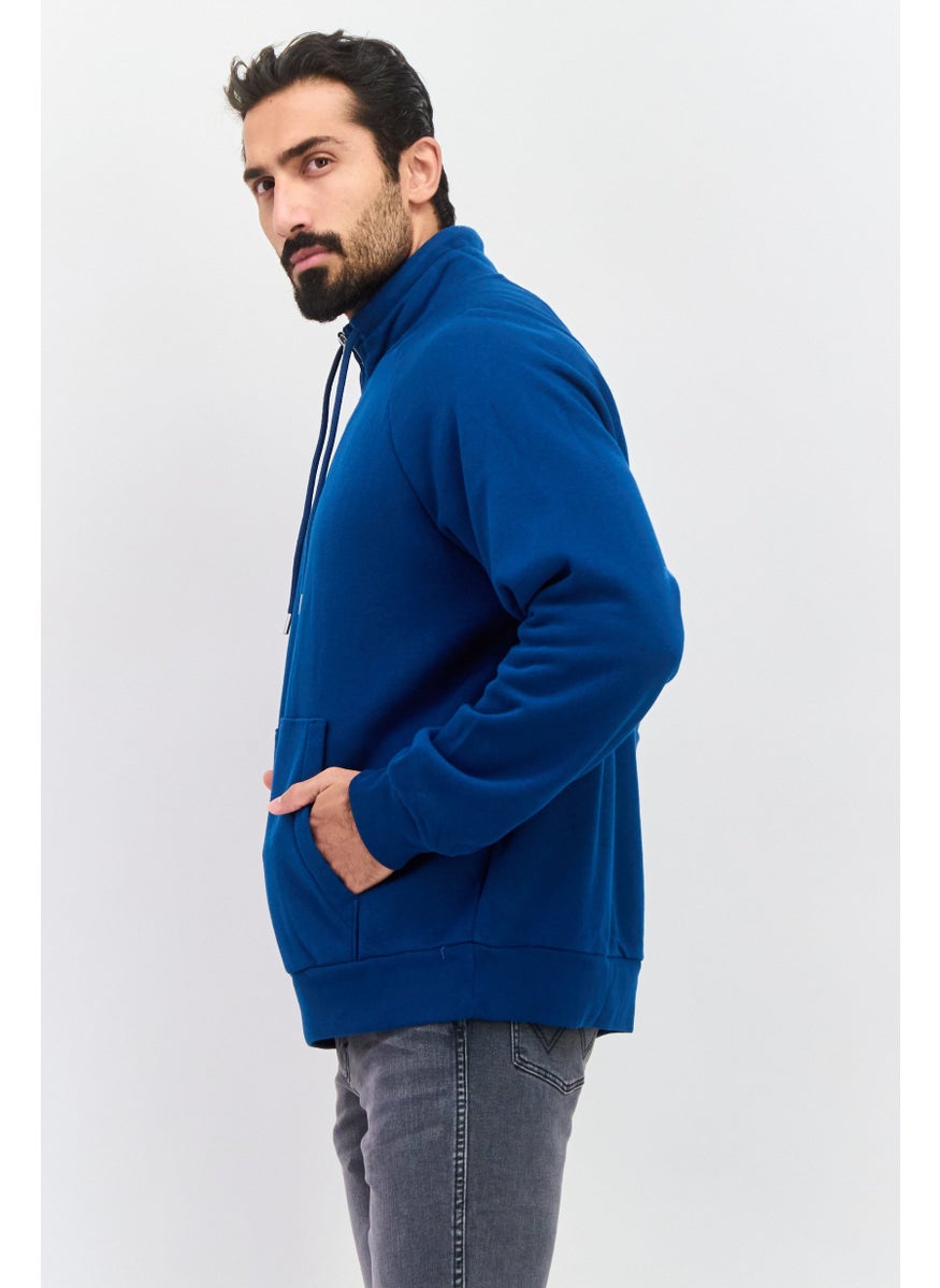 ESPRIT - Men High Neck Long Sleeves Solid Sweatshirts, Blue - Image 1