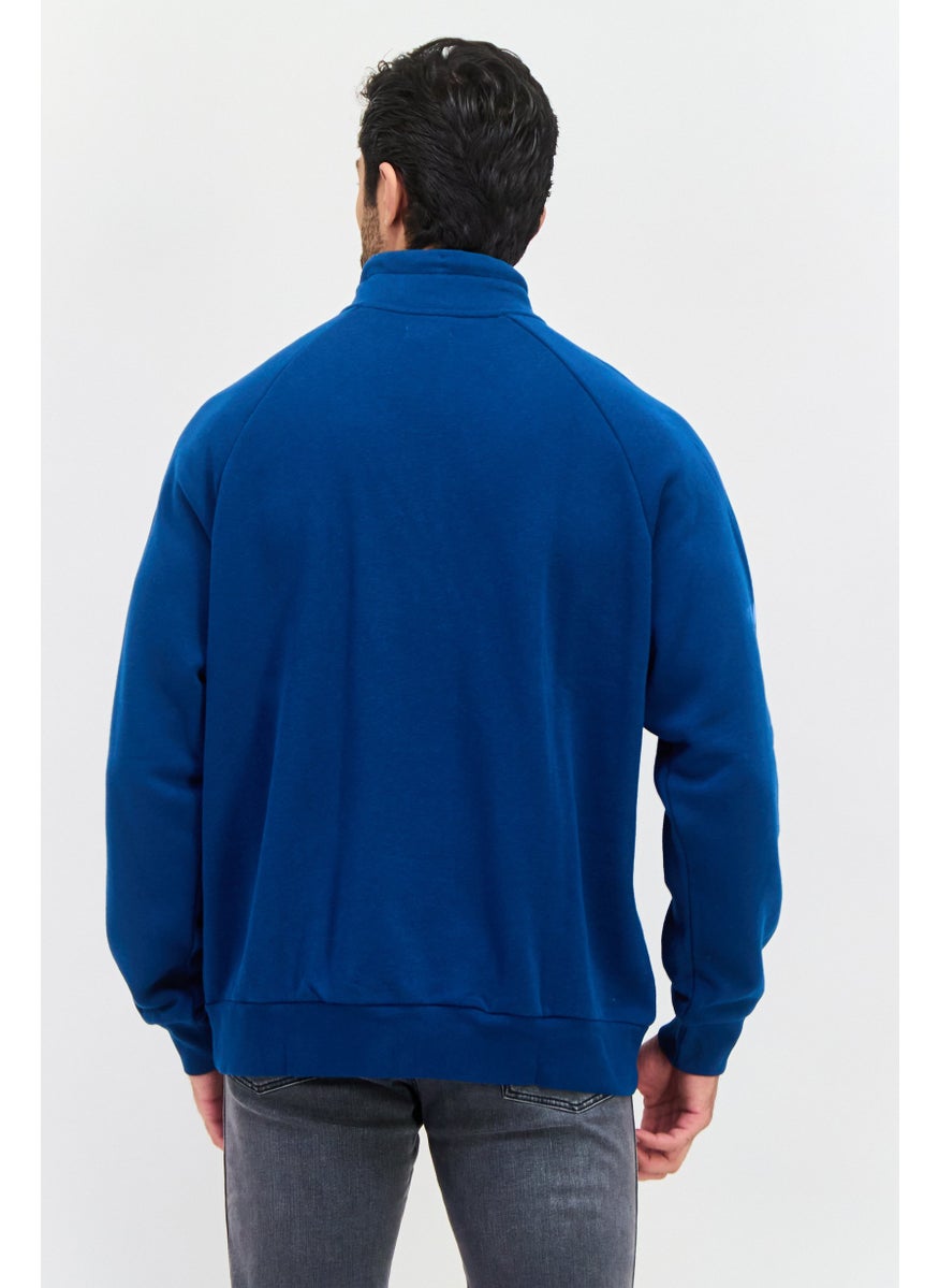 ESPRIT - Men High Neck Long Sleeves Solid Sweatshirts, Blue - Image 1