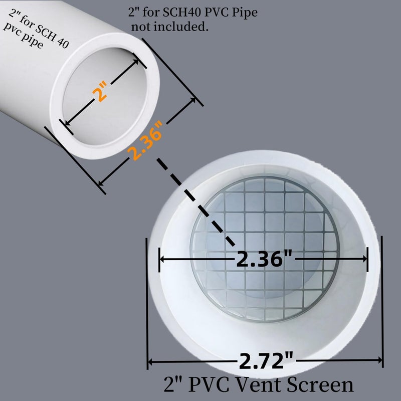 غطاء تنفيس PVC 1 قطعة 90 درجة لـ 2 بوصة جدول 40 غطاء إنهاء PVC غطاء فتحة التهوية للفرن الدائري أنبوب PVC من الفولاذ المقاوم للصدأ غطاء فتحة التهوية لا يتطلب تركيب غطاء أو كوع PVC - Image 2