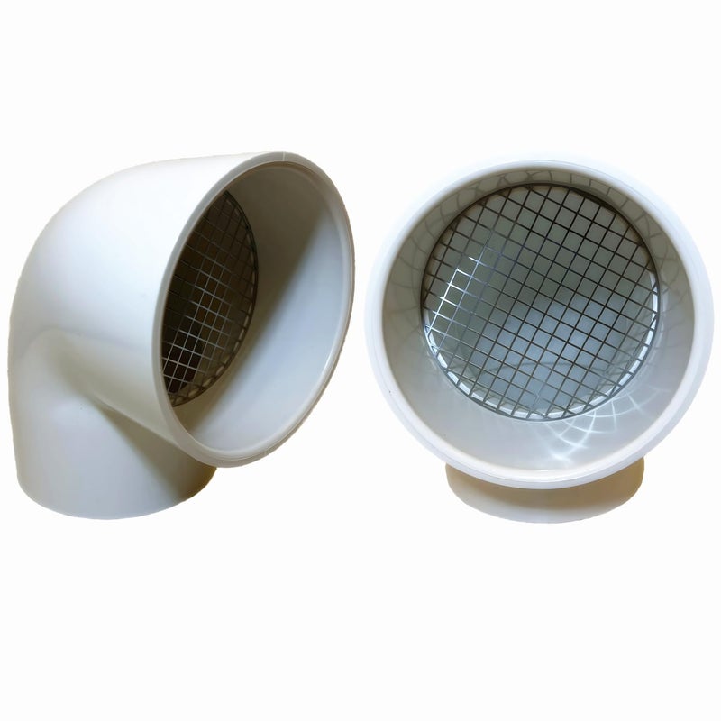 غطاء تنفيس PVC 1 قطعة 90 درجة لـ 2 بوصة جدول 40 غطاء إنهاء PVC غطاء فتحة التهوية للفرن الدائري أنبوب PVC من الفولاذ المقاوم للصدأ غطاء فتحة التهوية لا يتطلب تركيب غطاء أو كوع PVC - Image 1