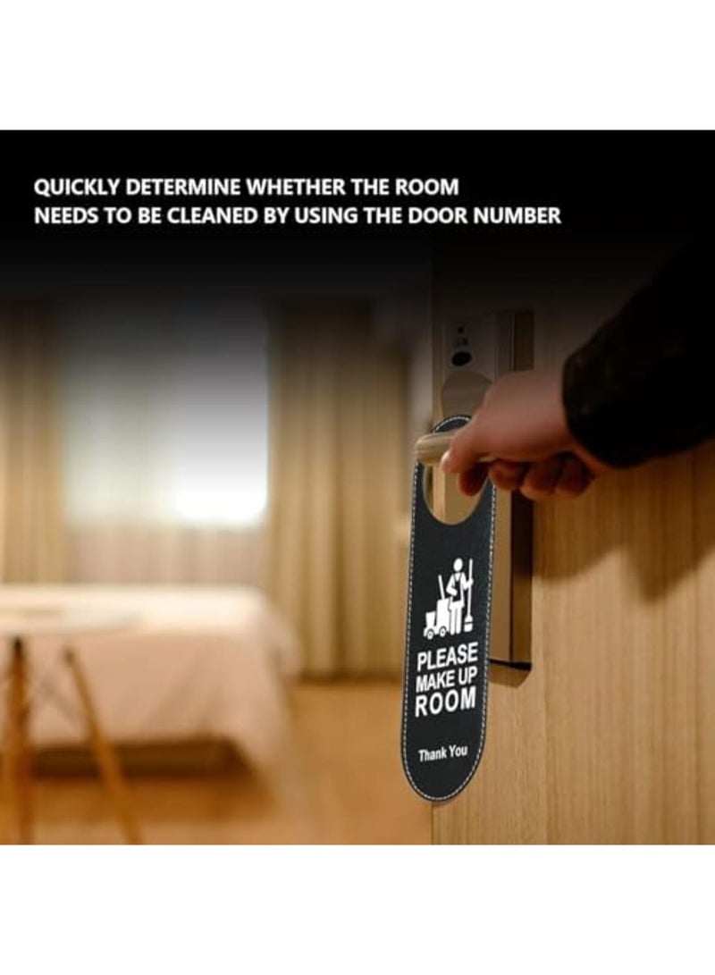Barakah لا تزعج علامة الباب، علامة جلدية مزدوجة الجوانب مع تركيب سهل، يرجى عدم الإزعاج ورسالة ترحيب، مثالية للخصوصية ومنطقة الهدوء - مكتب منزلي فندق (2 قطعة، أسود) - Image 3