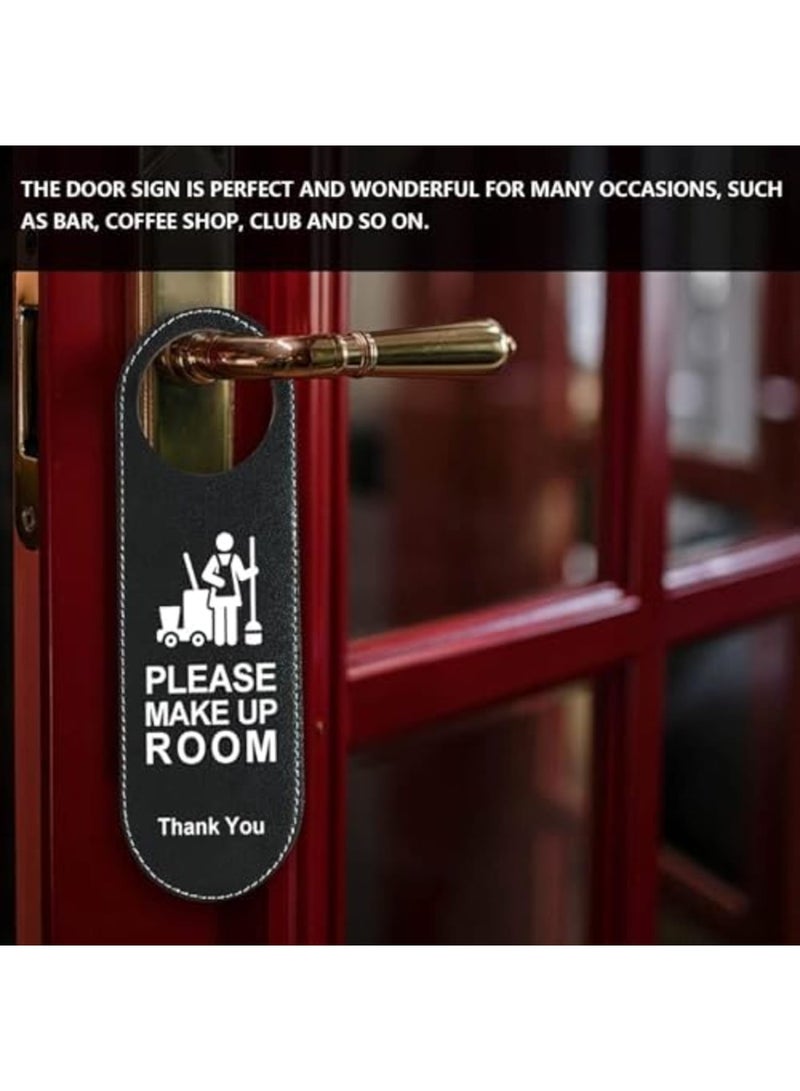 Barakah لا تزعج علامة الباب، علامة جلدية مزدوجة الجوانب مع تركيب سهل، يرجى عدم الإزعاج ورسالة ترحيب، مثالية للخصوصية ومنطقة الهدوء - مكتب منزلي فندق (2 قطعة، أسود) - Image 4