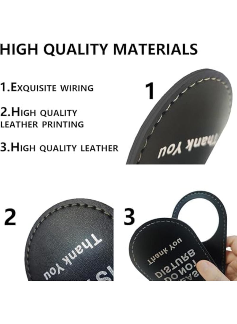 Barakah لا تزعج علامة الباب، علامة جلدية مزدوجة الجوانب مع تركيب سهل، يرجى عدم الإزعاج ورسالة ترحيب، مثالية للخصوصية ومنطقة الهدوء - مكتب منزلي فندق (2 قطعة، أسود) - Image 5