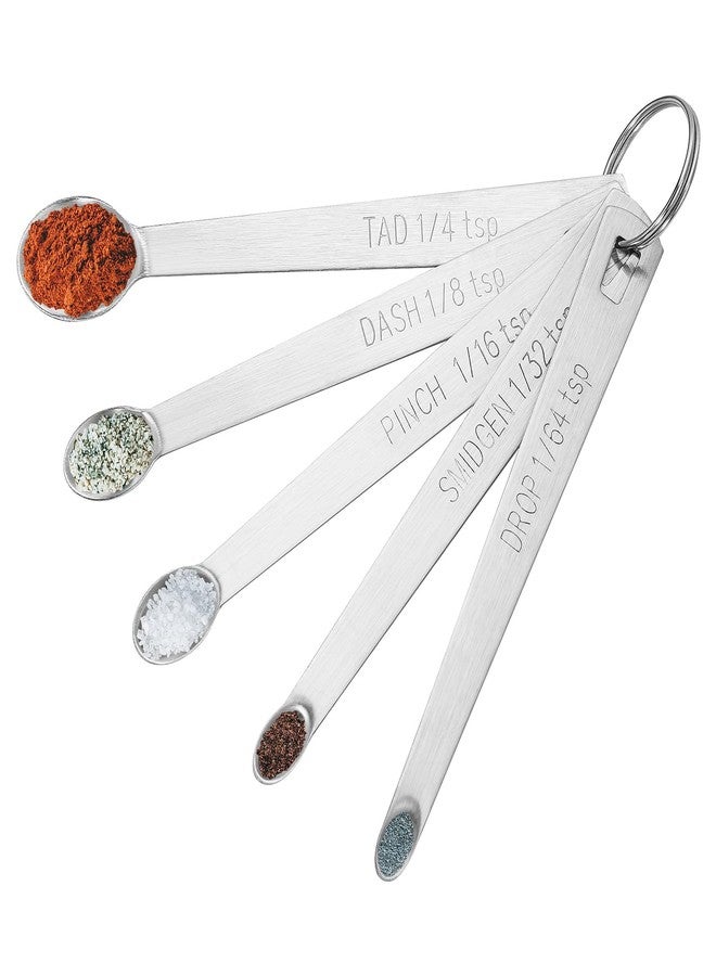 Cuttte 5PCS Small Measuring Spoons Set - Cuttte Stainless Steel Tiny Measuring Spoons for Cooking Baking, 1/4 1/8 1/16 1/32 1/64 tsp, Teaspoon Minispoon for Powders, Spices - Image 1