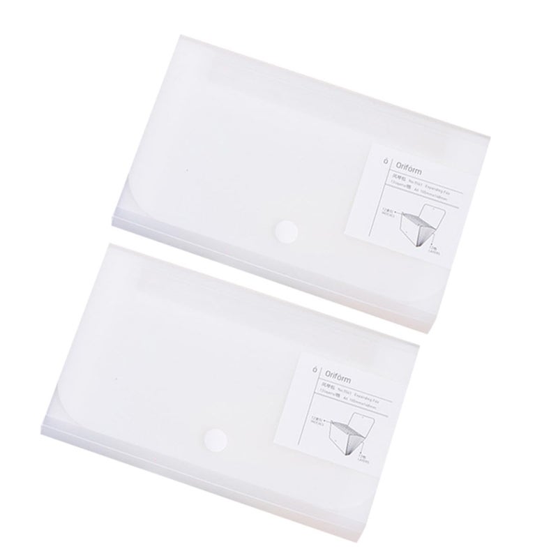 White Expanding File Folder 2pcs Portable Accordion Organizer for School Office - Image 2