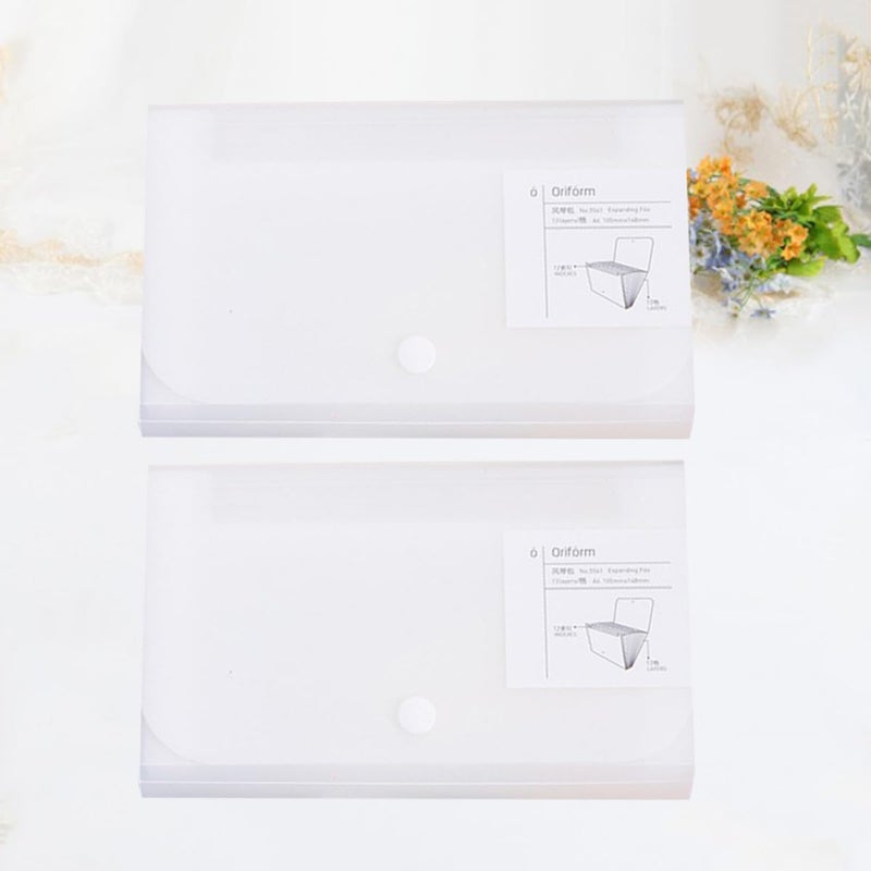 White Expanding File Folder 2pcs Portable Accordion Organizer for School Office - Image 3