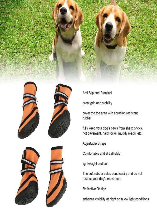 VINGVO Dog Boots, Orange, M, Reflective, Anti-Slip, Adjustable Straps, Large Dog, Outdoor Protection - Image 3