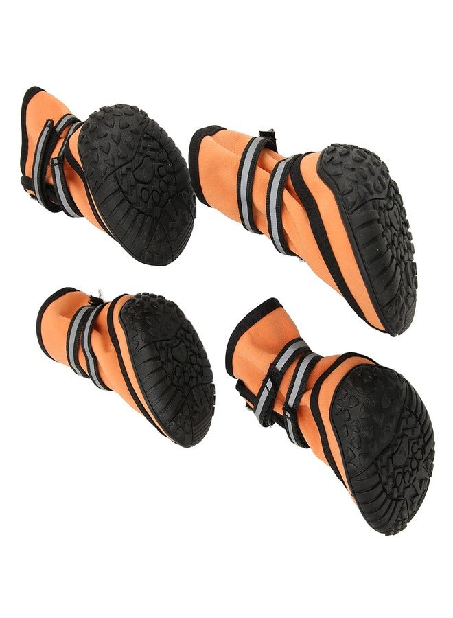 VINGVO Dog Boots, Orange, M, Reflective, Anti-Slip, Adjustable Straps, Large Dog, Outdoor Protection - Image 4