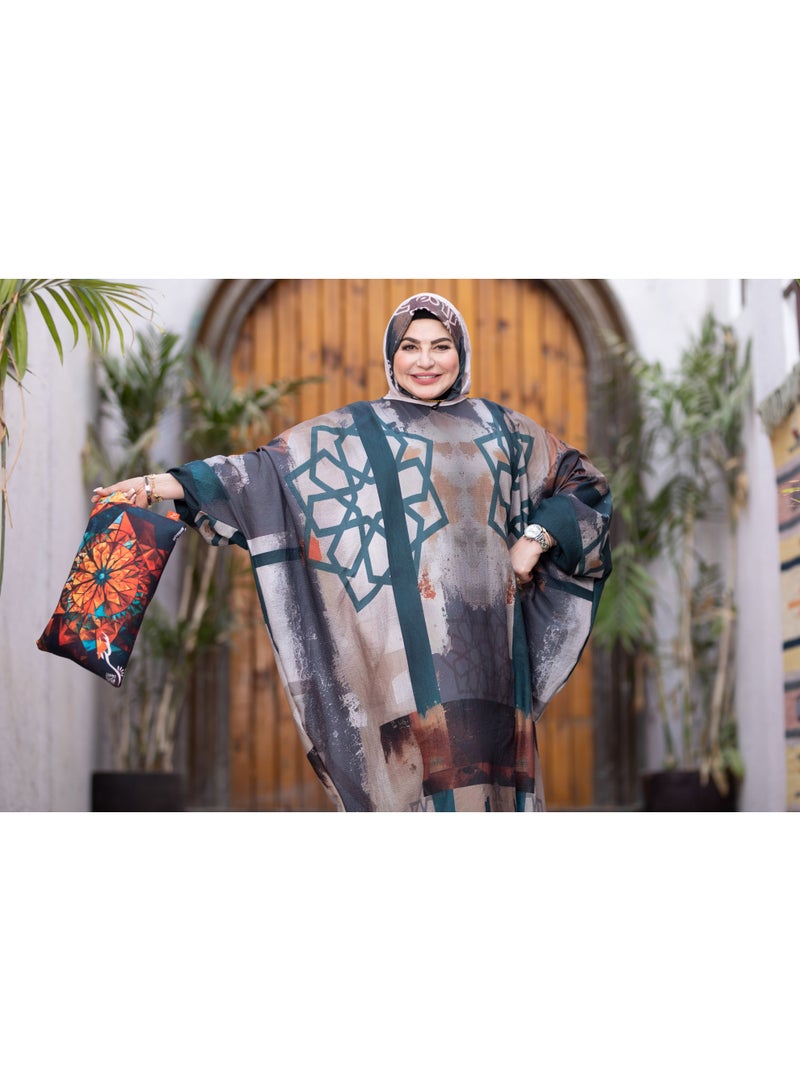 SATR HIJABI Elegant Earth Tone Printed Isdal – Modern Modest Prayer Wear for Women - Image 5
