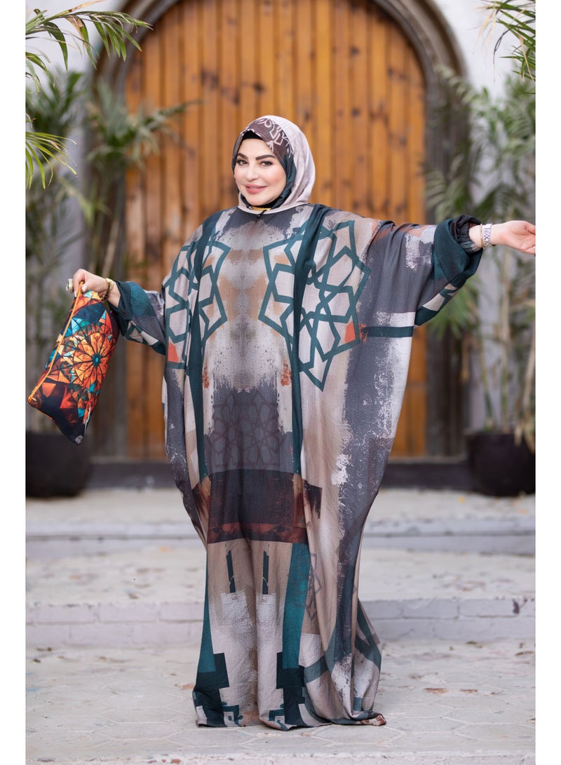 SATR HIJABI Elegant Earth Tone Printed Isdal – Modern Modest Prayer Wear for Women - Image 4