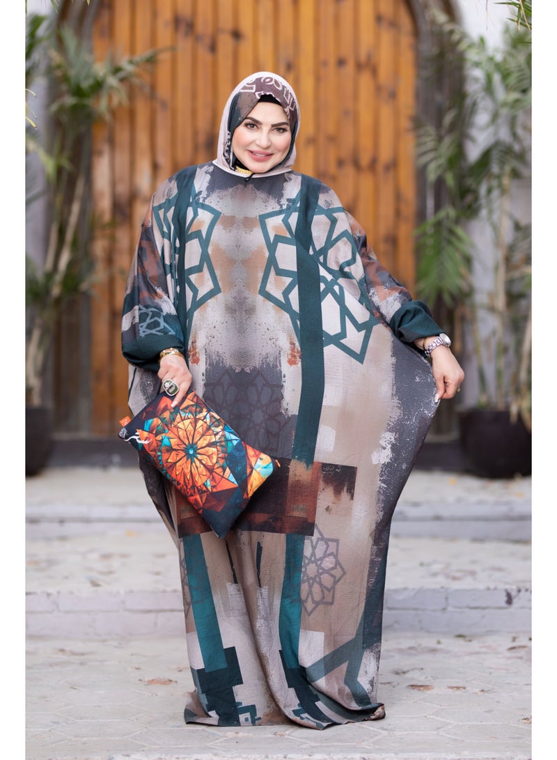 SATR HIJABI Elegant Earth Tone Printed Isdal – Modern Modest Prayer Wear for Women - Image 3