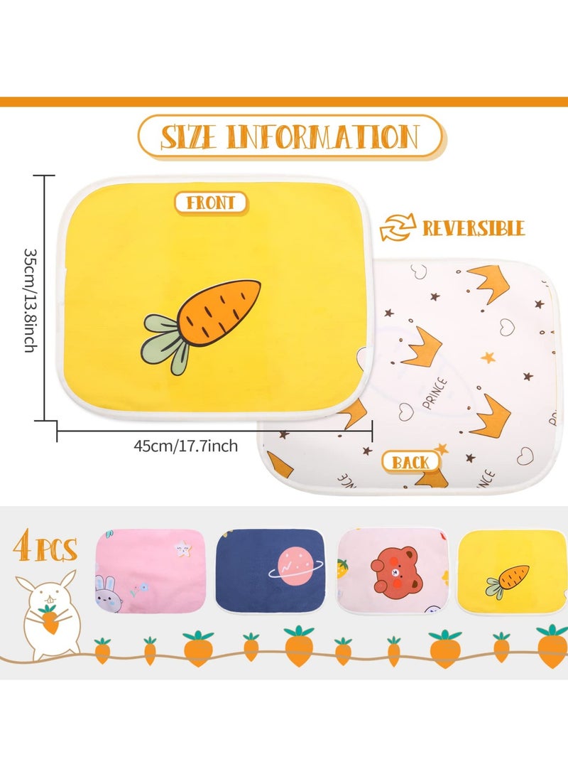 Excefore 4 Pcs Cage Liner Washable Fleece Cage Liners Pee Pad Anti Slip for Reusable Hamsters Rabbits Small Animals Super Absorbent  - Image 4