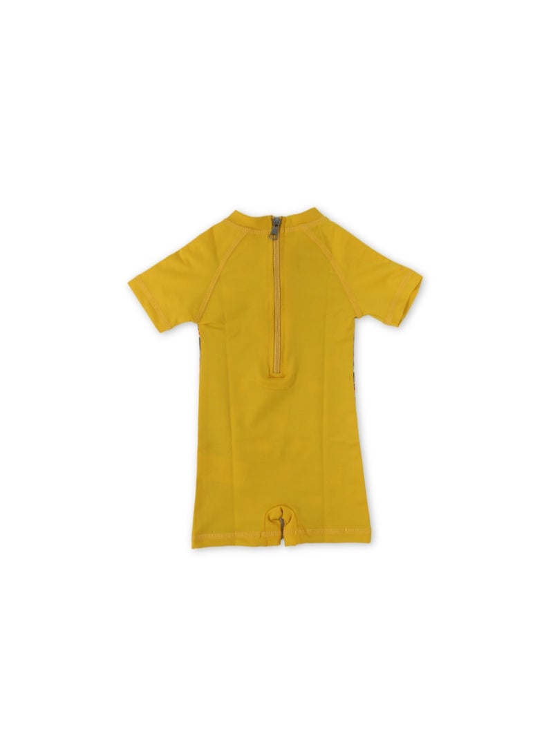 I.Wear Baby Boys Sunsuit One-Piece – Mustard with Dino Print - Image 2