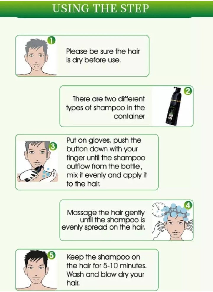 Dexe 420ml Argan Speedy Hair Color Shampoo 100% Grey and White Hair Coverage Long Lasting Deeply Nourishing and Anti Hair Fall Hair Color Shampoo Argan Hair Dry Color Shampoo Natural Black  - Image 3