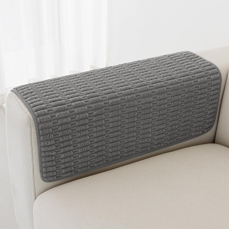 Foxdecor Couch Arm Covers Sofa Arm Covers, Arm Chair Covers Set of 2, Non-Slip Chair Arm Covers, Arm Rest Cover for Sofa, Armchair Slipcovers Couch Protector (Dark Grey 30x30 inch) - Image 1