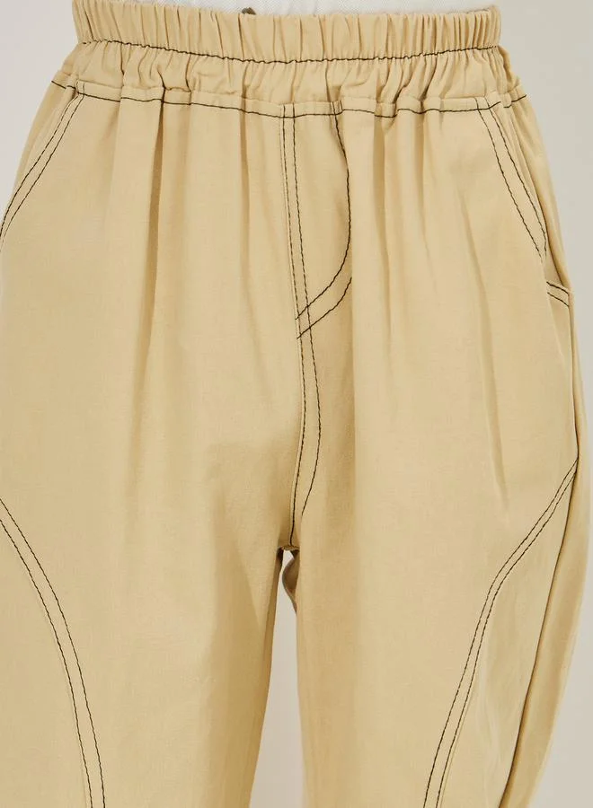 Styli Solid Jogger with Thread Detail Pattern