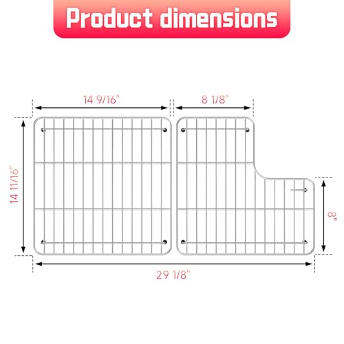 jkxoo 29 18 x 14 1116 Sink Rack for Bottom of Sink for Kohler K6639ST Whitehaven and 6488 Farmhouse Sink Protectors Compatible 304 Stainless Steel kohler Farmhouse Sink Protectors - Image 3