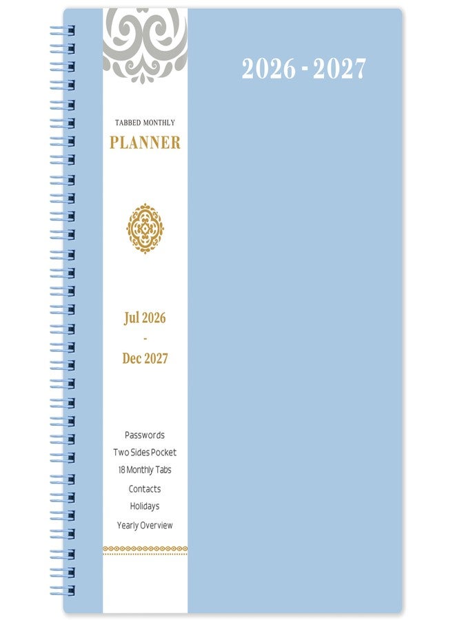 آرت فان مخطط شهري 2026-2027 - مخطط/تقويم 2026-2027، من يوليو 2026 إلى ديسمبر 2027، مقاس 9 × 11 بوصة، 18 مخططًا شهريًا مع فواصل، وجيب، وملصقات، وقوائم جهات اتصال وكلمات مرور، تجليد حلزوني مزدوج - أزرق فاتح - Image 1