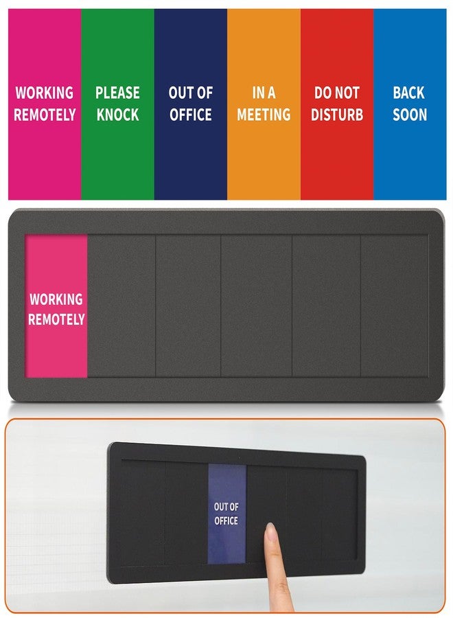 EliteSign Office Door Signs 6 Options Do Not Disturb, Please Knock, In A Meeting, Out Of Office, Working Remotely Back Soon Privacy Office Slider Sign For Meeting & Conference Room Black - Image 1