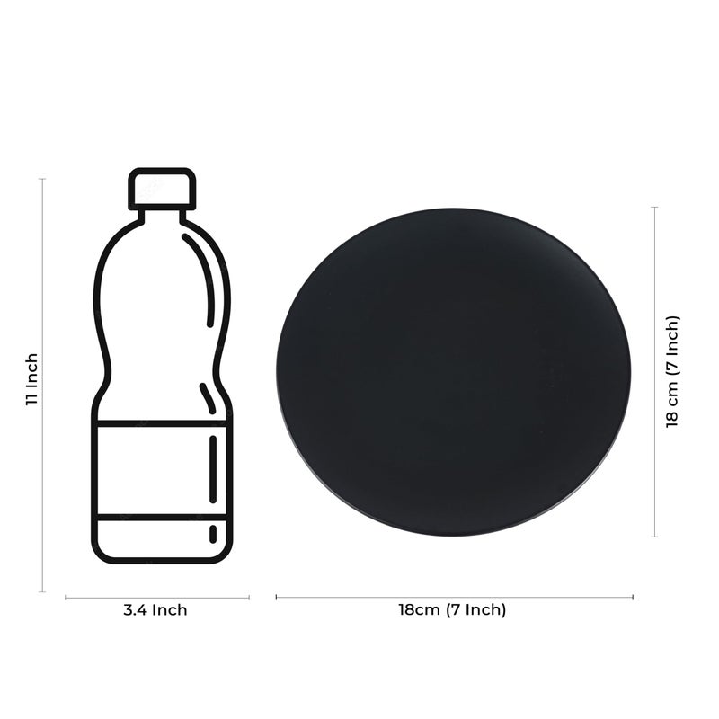 Caffeine Ceramic Handmade Stoneware Black Matte Quarter Plate 7 inch (Set of 4 Dishwasher & Microwave Safe) - Image 5