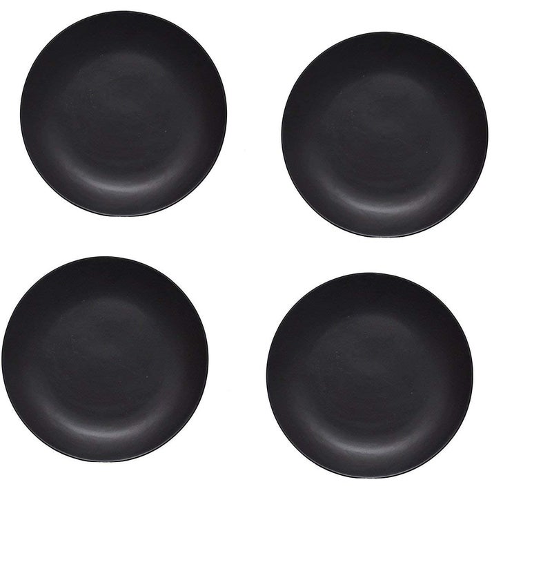 Caffeine Ceramic Handmade Stoneware Black Matte Quarter Plate 7 inch (Set of 4 Dishwasher & Microwave Safe) - Image 4