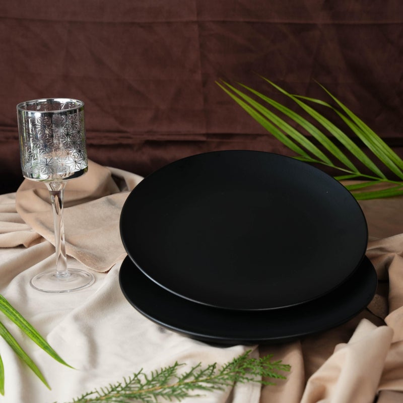 Caffeine Ceramic Handmade Stoneware Black Matte Quarter Plate 7 inch (Set of 4 Dishwasher & Microwave Safe) - Image 2