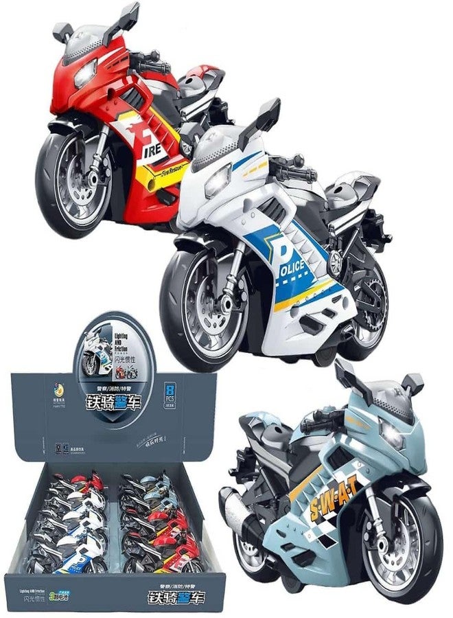 TONIRY Police Motorcycle Toy - Pull Back Motorcycle Toys, Tiny Gift with Music Lighting, Latte Motorcycles Toy for Kids Boys Age 3-8 Year Old [Multicolor] (Sport Bike-RED) - Image 5