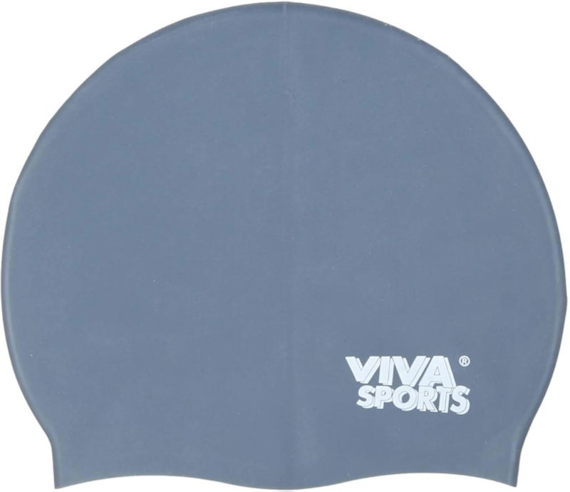 Viva Sports Silicone Swimming Cap In Zipper Bag Dark Grey