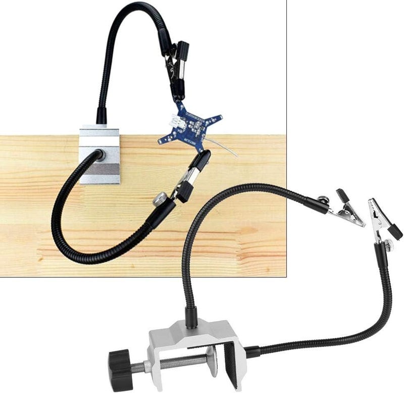 klarako Universal Metal Arm Electric Iron Holder Solder Station Clamp Flexible Arms Helping Hands Metal Base Tool for Diy Soldering - Image 2