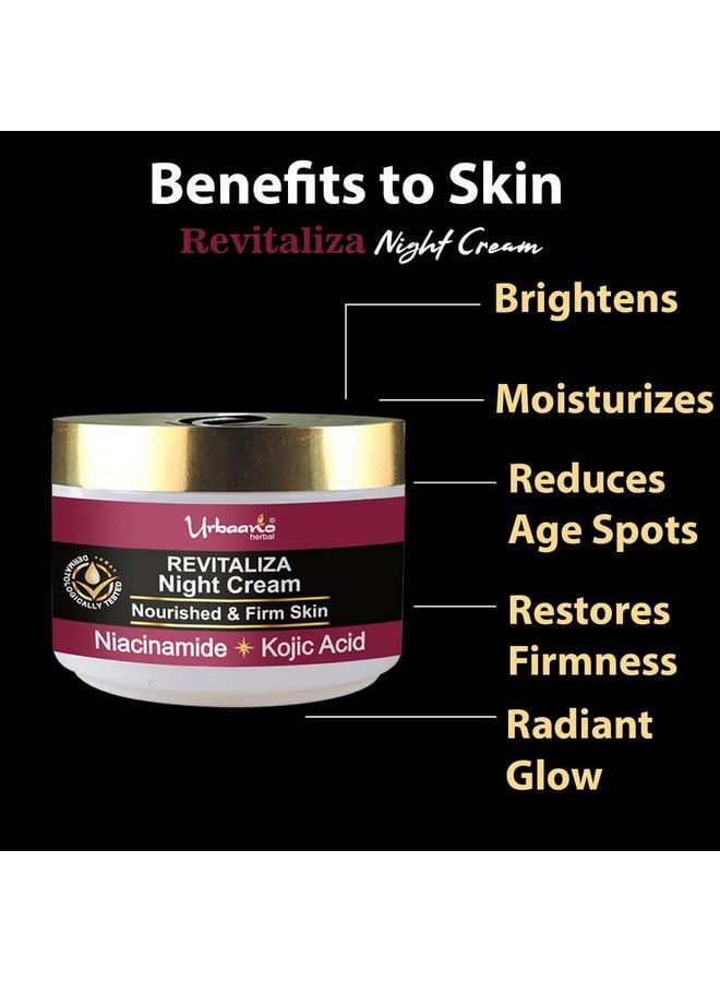 Urbaano herbal Revitaliza Night Face Cream For Wrinkles & Fine Lines With Kojic Acid Niacinamide & Bakuchiol For Women & Men 50Gm - Image 3