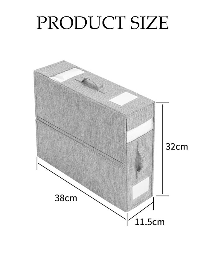DUNISO 2PCS Foldable Bed Sheet Organizers and Storage，Foldable Sheet Organizer for Linen Closet, Sheets Set Folder Keeper with Clear Window，Bedding Folder Storage Box Container for Bedsheets, Duvet Covers, and Pillows (Gray) - Image 2