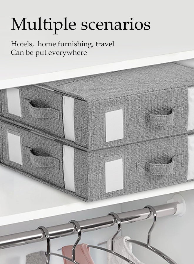 DUNISO 2PCS Foldable Bed Sheet Organizers and Storage，Foldable Sheet Organizer for Linen Closet, Sheets Set Folder Keeper with Clear Window，Bedding Folder Storage Box Container for Bedsheets, Duvet Covers, and Pillows (Gray) - Image 5