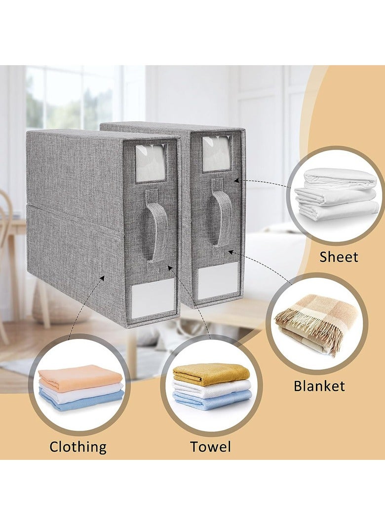 DUNISO 2 Pack Bed Sheet Storage Bags, Thick Fabric Clothes Storage Box, Foldable Closet Organizer Storage Container  with Window and Label, Linen Closet Organizer for Blanket, Duvet Cover Set, Bed Sheet Set - Image 1