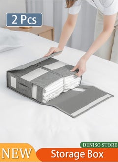 DUNISO Bed Sheet Organizer and Storage, Foldable Sheet Set Organizer With Labeled Window Handle Zipper Grey Cube Portable Storage Box(Grey)  - Image 1