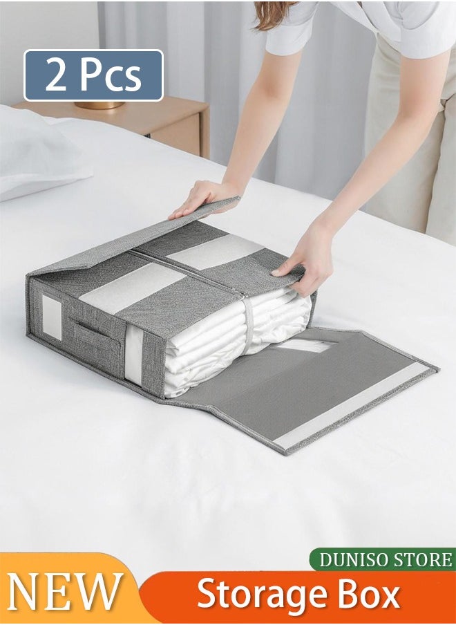 DUNISO - Bed Sheet Organizer and Storage, Foldable Sheet Set Organizer With Labeled Window Handle Zipper Grey Cube Portable Storage Box(Grey) - Image 1
