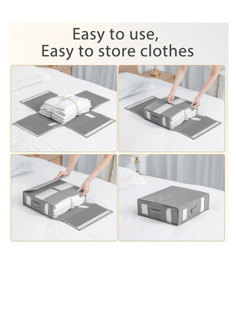 DUNISO - Bed Sheet Organizer and Storage, Foldable Sheet Set Organizer With Labeled Window Handle Zipper Grey Cube Portable Storage Box(Grey) - Image 1