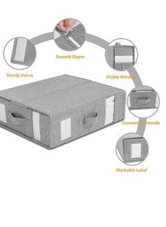 DUNISO Bed Sheet Organizer and Storage, Foldable Sheet Set Organizer With Labeled Window Handle Zipper Grey Cube Portable Storage Box(Grey)  - Image 2