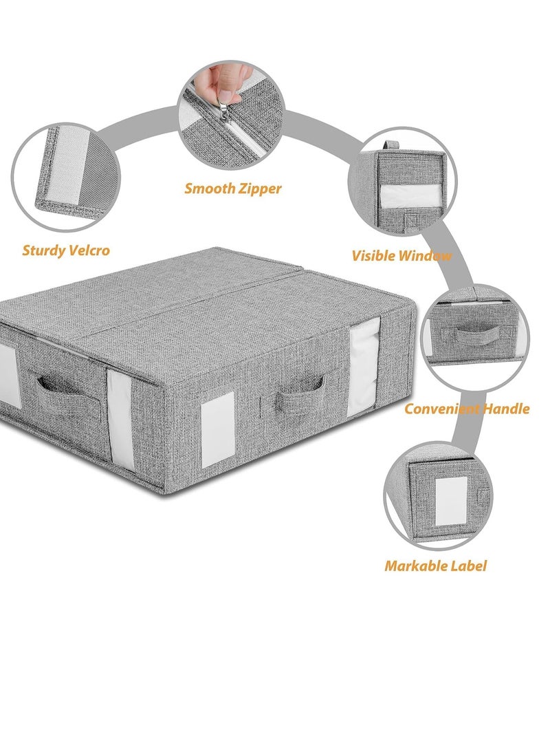 DUNISO - Bed Sheet Organizer and Storage, Foldable Sheet Set Organizer With Labeled Window Handle Zipper Grey Cube Portable Storage Box(Grey) - Image 1
