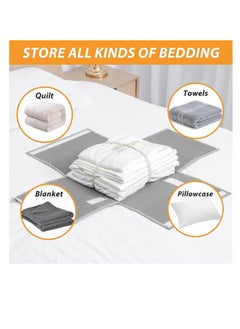 DUNISO Bed Sheet Organizer and Storage, Foldable Sheet Set Organizer With Labeled Window Handle Zipper Grey Cube Portable Storage Box(Grey)  - Image 4
