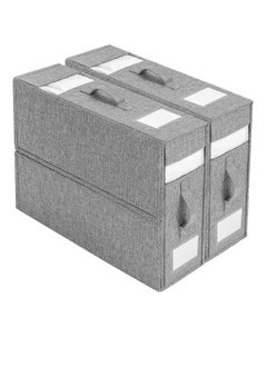 DUNISO Bed Sheet Organizer and Storage, Foldable Sheet Set Organizer With Labeled Window Handle Zipper Grey Cube Portable Storage Box(Grey)  - Image 3