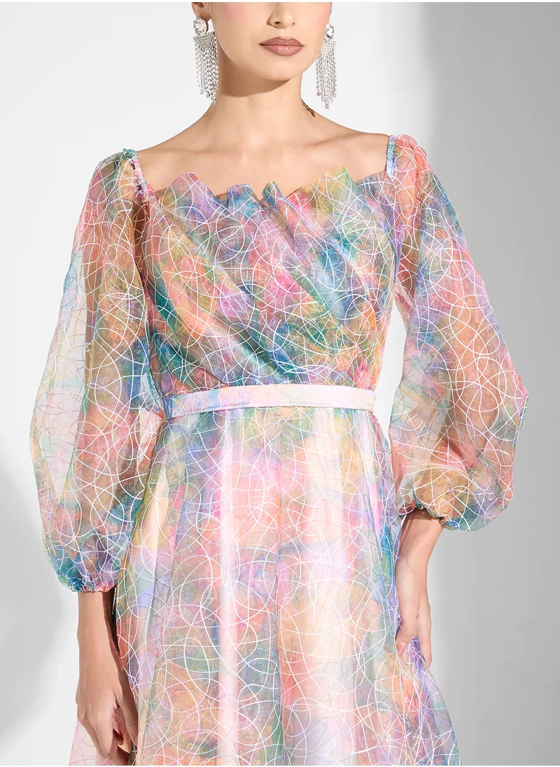فاشن تريندز من سوزي مطر Multi-Shaded Organza Dress