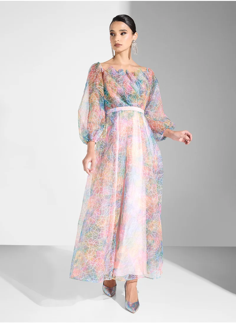 فاشن تريندز من سوزي مطر Multi-Shaded Organza Dress