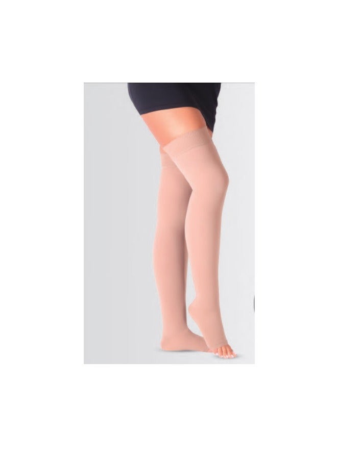 Varisocks Premium Thigh-High Medical Compression Socks – Beige – CCL 2 (22–34 mmHg) – Open Toe – Full Thigh, Calf & Ankle Support – Varicose Veins & Swelling – Sizes S–XXL – Unisex - Image 1