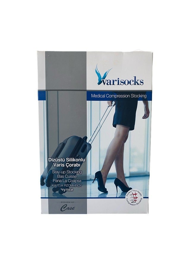 Varisocks Premium Thigh-High Medical Compression Socks – Beige – CCL 2 (22–34 mmHg) – Open Toe – Full Thigh, Calf & Ankle Support – Varicose Veins & Swelling – Sizes S–XXL – Unisex - Image 4