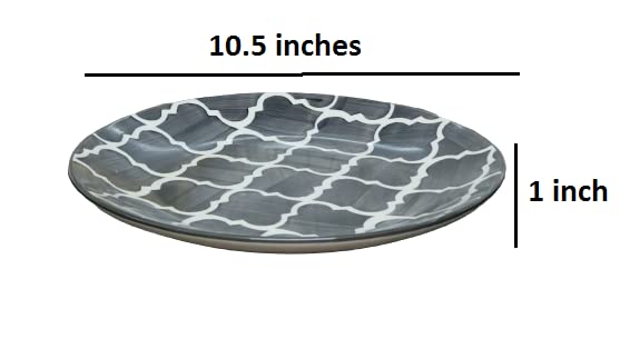 VolCraft Dinner Plates Ceramic Handpainted Set of 4 Ceramic Plates for Dinner with Black Umrao Pattern,Dinnerware Set Microwave and Dishwasher Safe - Image 2