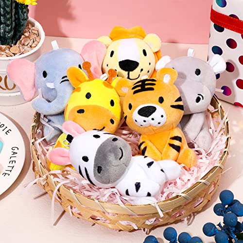 Aoriher 6 Pcs Mini Stuffed Forest Animals Jungle Bulk Plush Animal Toys 4 Inch Cute Plush Elephant Lion Giraffe for Baby Shower Christmas Birthday Gift Stuffer Toy Themed Party Decoration(Lovely) - Image 2